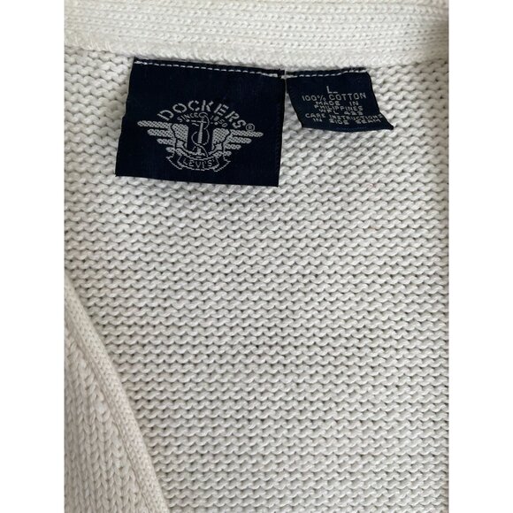 Docker's Womens Striped Chunky Long Cardigan Orange Blue White Sweater Denver Br - Picture 4 of 5